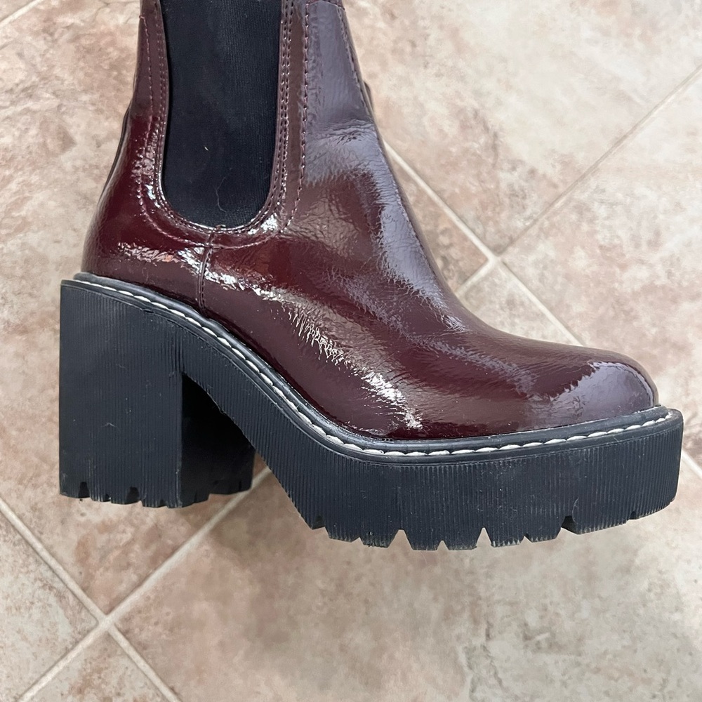 Women's Burgundy Platform Ankle Boots